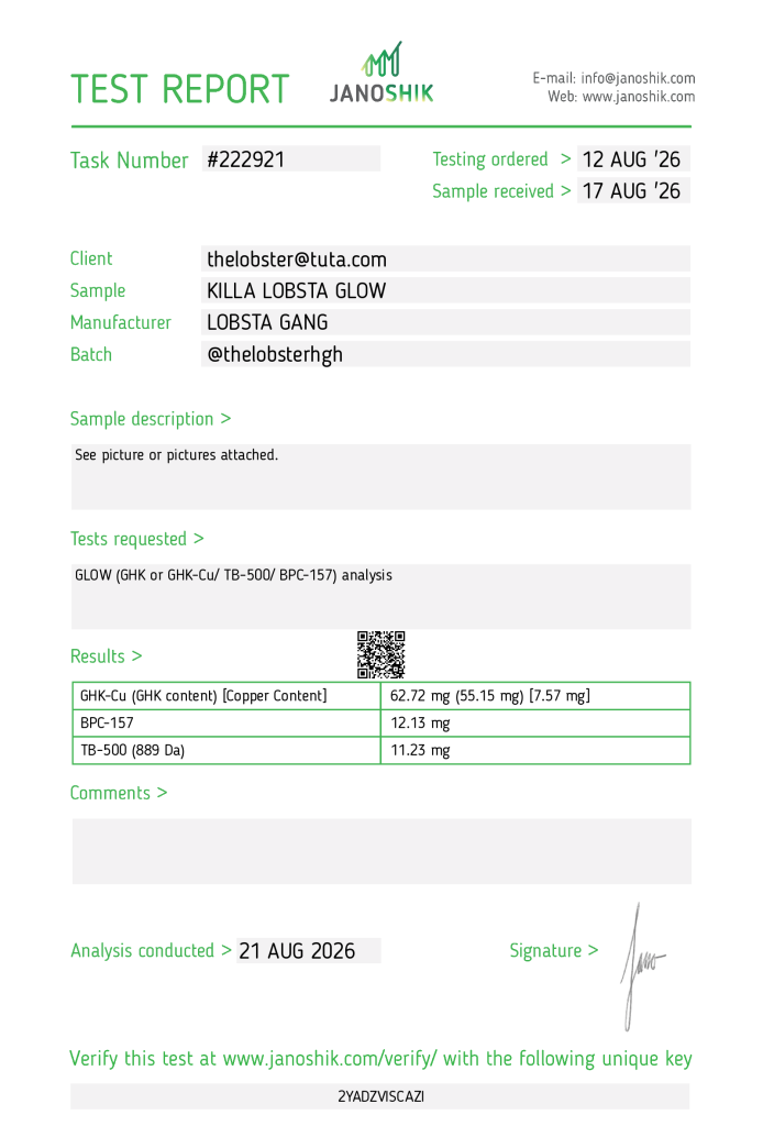 Janoshik Test Report - GLOW  (27.08)